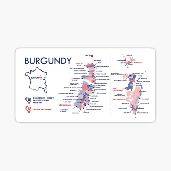 Item preview, Vineyard map of Burgundy designed and sold by FrenchWineMap.