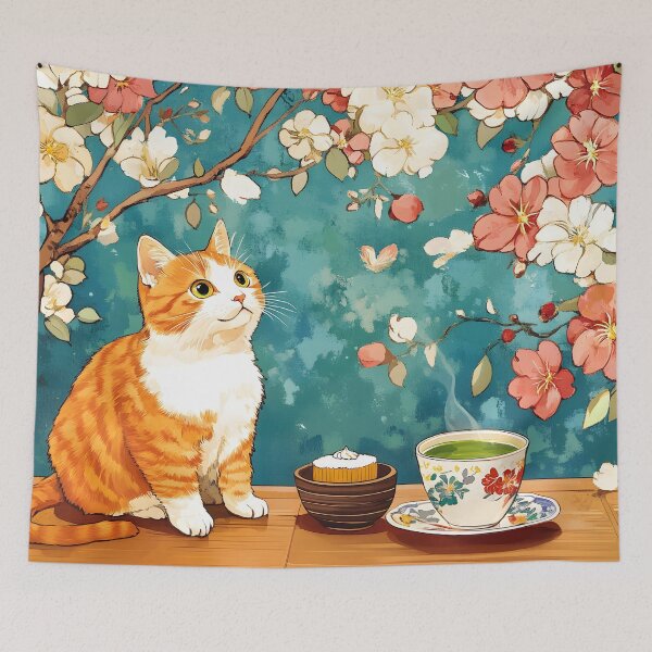 Item preview, Springtime Serenity with a Curious Cat designed and sold by sakurashorty.