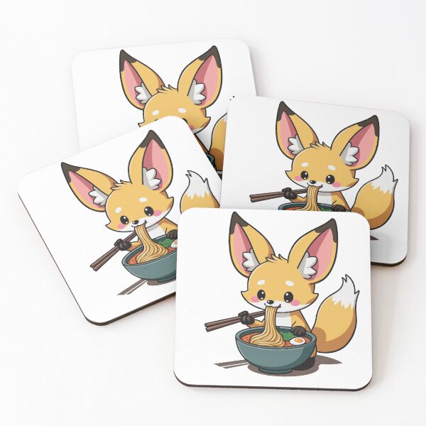 Item preview, KAWAII FENNEC FOX LOVES RAMEN NOODLES CHIBI, AI designed and sold by davidjulie.