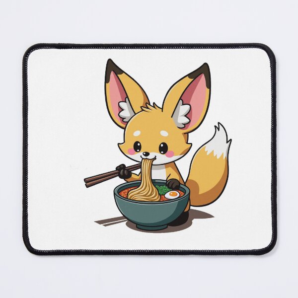 Item preview, KAWAII FENNEC FOX LOVES RAMEN NOODLES CHIBI, AI designed and sold by davidjulie.