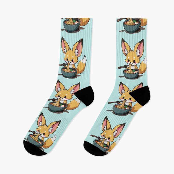 Item preview, KAWAII FENNEC FOX LOVES RAMEN NOODLES CHIBI, AI designed and sold by davidjulie.
