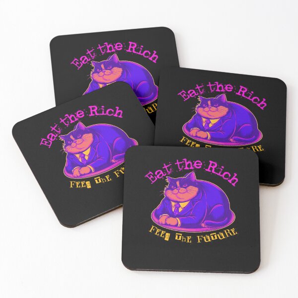Item preview, Eat the Rich, Feed the Future Fat Cat Satire in Pink, Purple and Orange designed and sold by iamdisruptive.