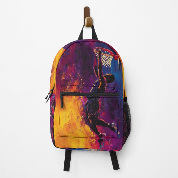 Item preview, Abstract depiction of a basketball player dunking with vibrant colours Active Outdoors Inspired Art designed and sold by CDC40.