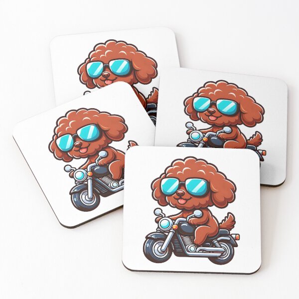 Item preview, Cute Chocolate Australian Labradoodle Dog Riding A Motorcycle designed and sold by TheAnimalZ00.