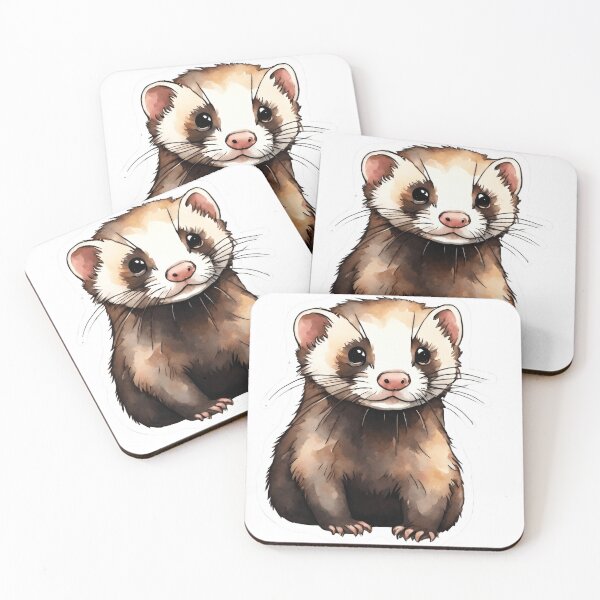 Aperçu de l'œuvre Autocollant aquarelle style furet créée et vendue par LDJBlank.