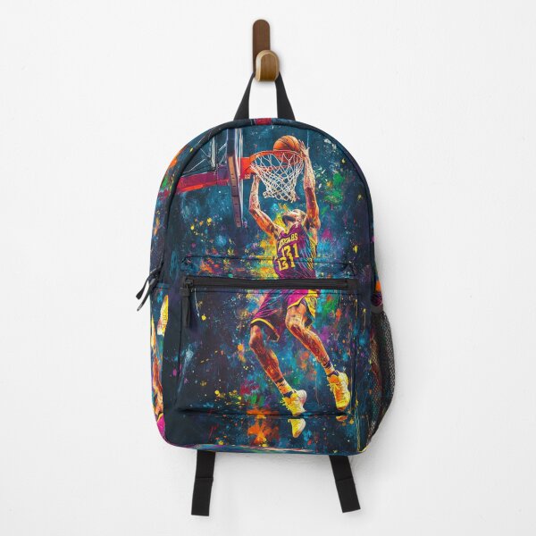 Item preview, Abstract depiction of a basketball player dunking with vibrant colours Active Outdoors Inspired Art designed and sold by CDC40.