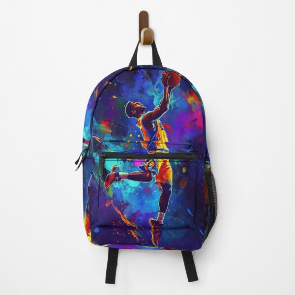 Item preview, Abstract depiction of a basketball player dunking with vibrant colours Active Outdoors Inspired Art designed and sold by CDC40.