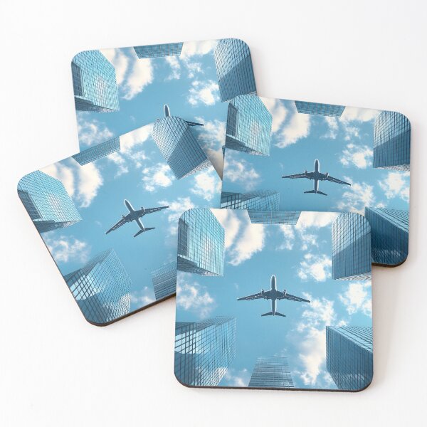 Item preview, Aerial View of Airplane Surrounded by Tall Buildings designed and sold by Artessie.