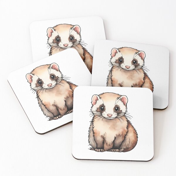 Aperçu de l'œuvre Autocollant aquarelle style furet créée et vendue par LDJBlank.
