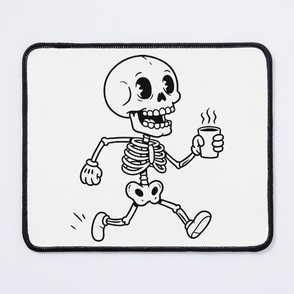 Item preview, Cartoon Skeleton Running with Coffee Cup – Fun Halloween Vector Art designed and sold by AFernandesDSG.
