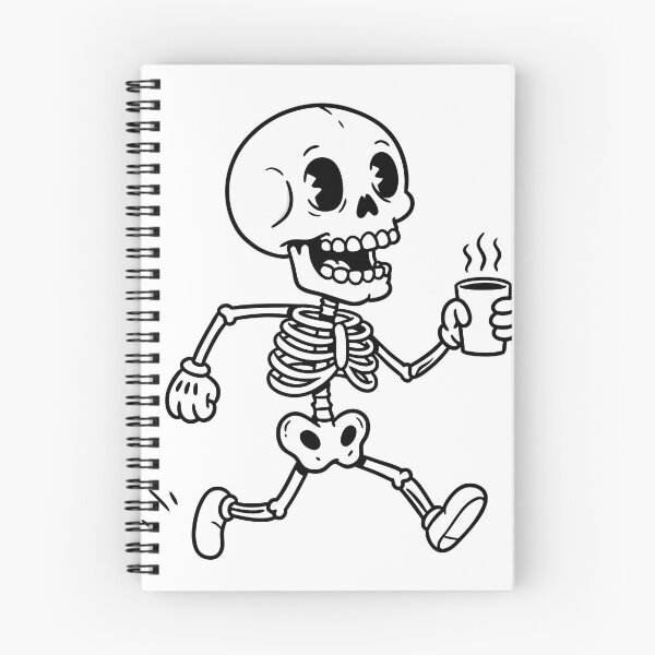 Item preview, Cartoon Skeleton Running with Coffee Cup – Fun Halloween Vector Art designed and sold by AFernandesDSG.