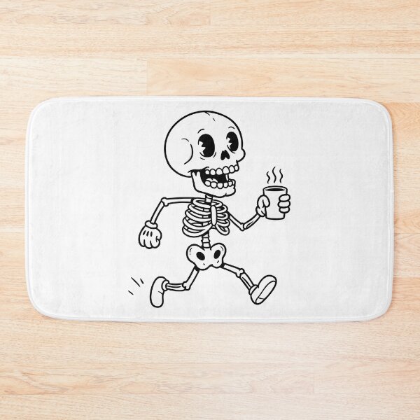 Item preview, Cartoon Skeleton Running with Coffee Cup – Fun Halloween Vector Art designed and sold by AFernandesDSG.