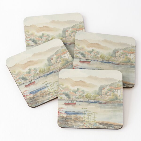 Item preview, Red Boat from Newton Ferrers(watercolour + AI) designed and sold by artsmeow.