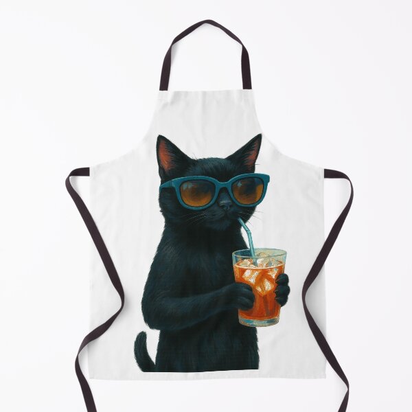 Item preview, Cool Cat with Iced Drink – Funny Black Cat Summer Design designed and sold by InfiniteOrbit.