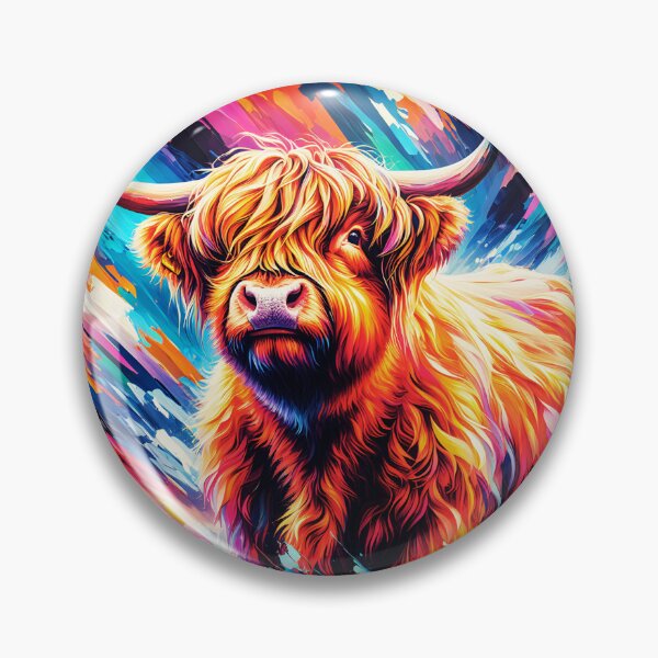 Item preview, Colorful Highland Cow Acrylic Art designed and sold by TheAnimalZ00.
