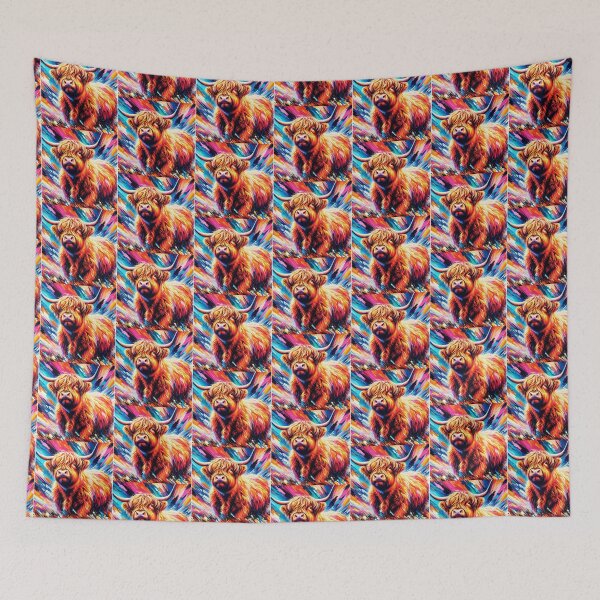 Item preview, Colorful Highland Cow Acrylic Art designed and sold by TheAnimalZ00.