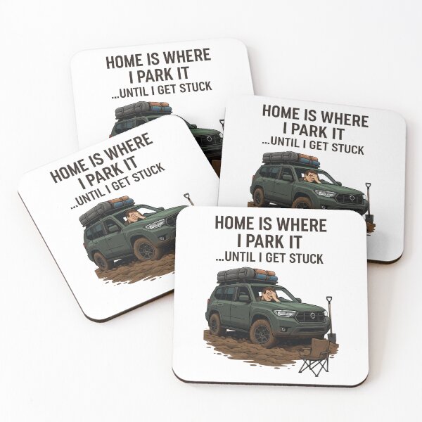 Artikelvorschau, Lustiges Overlanding-SUV-Design | Zuhause ist, wo ich parke | 4x4-Abenteuer entworfen und verkauft von Askews-Printing.