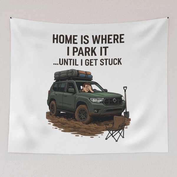 Item preview, Funny Overlanding SUV Stuck Design | Home Is Where I Park It | 4x4 Adventure designed and sold by Askews-Printing.
