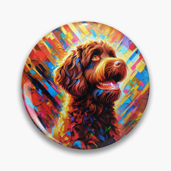 Item preview, Arte acrílico de perro labradoodle australiano feliz de chocolate designed and sold by TheAnimalZ00.