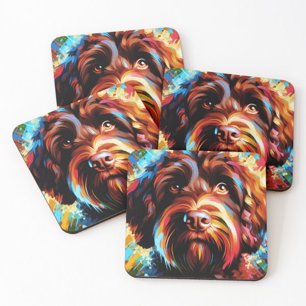 Item preview, Chocolate Australian Labradoodle Dog Acrylic Art designed and sold by TheAnimalZ00.