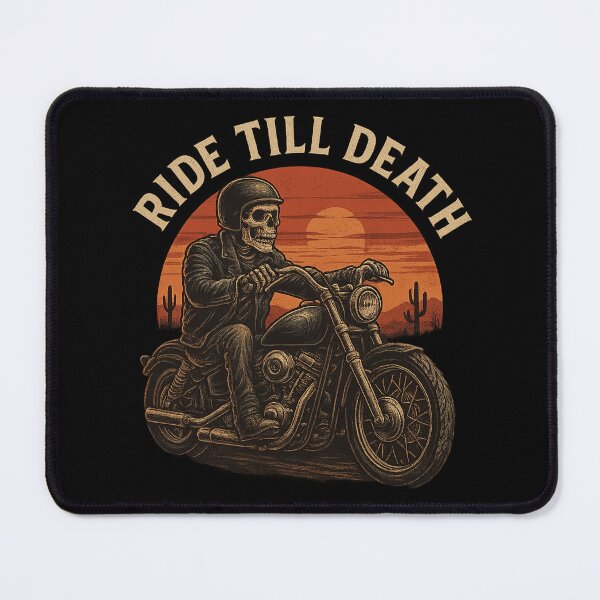 Item preview, Skeleton Biker – Ride Till Death – Vintage Chopper Motorcycle Design designed and sold by OTSC.