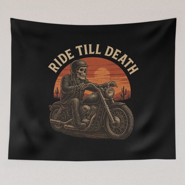 Item preview, Skeleton Biker – Ride Till Death – Vintage Chopper Motorcycle Design designed and sold by OTSC.