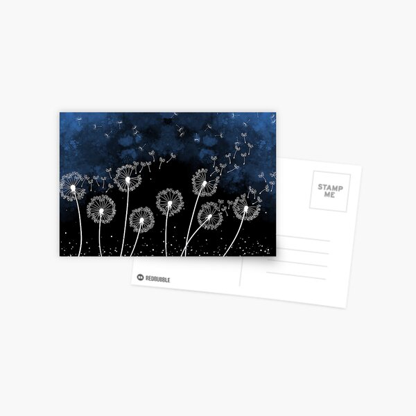 Item preview, Moody Floral Dandelion Fluffs on Dark Blue designed and sold by humnoo.