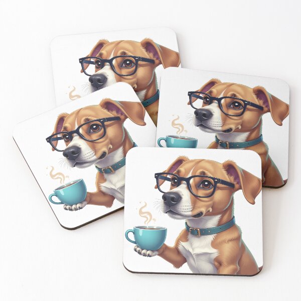 Item preview, dog with a cup of coffee designed and sold by GalynaLB.