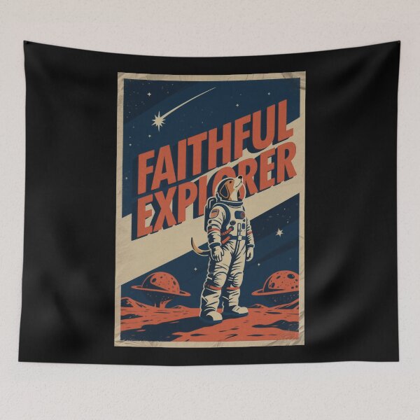 Item preview, Faithful Explorer – Dog Astronaut in Retro Hope Style designed and sold by HoopeStylee.