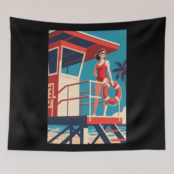 Item preview, Retro Lifeguard 80s Beach Illustration in Hope Style designed and sold by HoopeStylee.