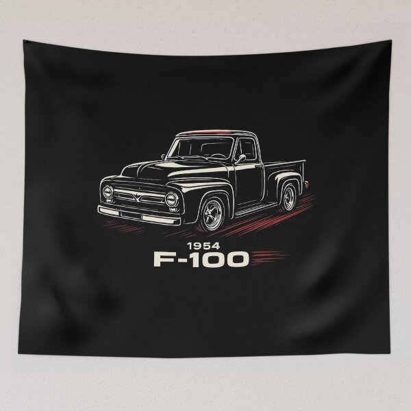 Item preview, 1954 Ford F-100 Classic Pickup in Bold Black and Red Accents designed and sold by TheArtOfCar.
