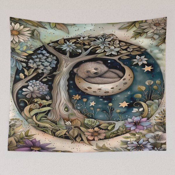 Item preview, Sleeping Bear - Crescent Moon Art designed and sold by PawPrintStyles.