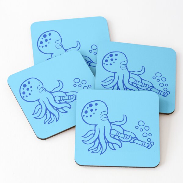 Item preview, Octopus flute playing music bubbles under water designed and sold by shirt-o-mat.