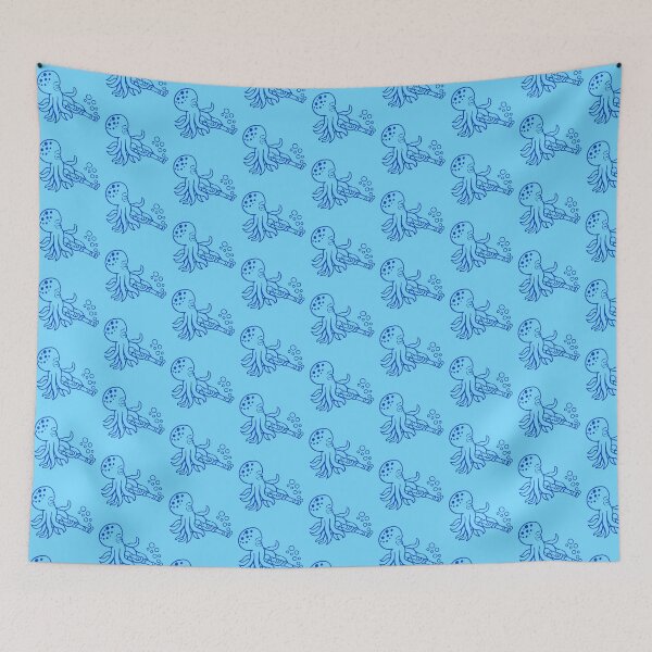 Item preview, Octopus flute playing music bubbles under water designed and sold by shirt-o-mat.