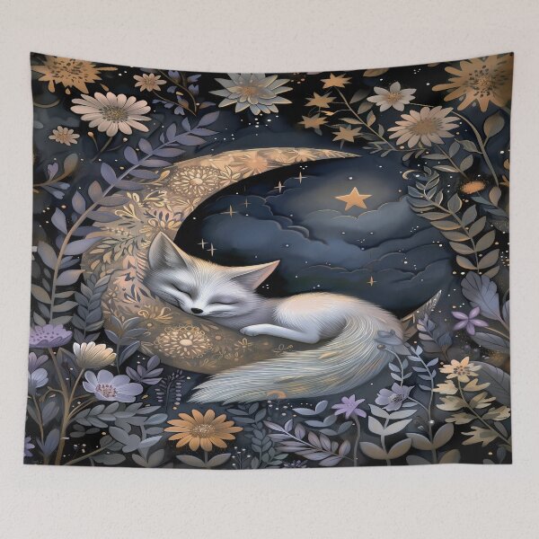 Item preview, Sleeping Fox - Crescent Moon Art designed and sold by PawPrintStyles.