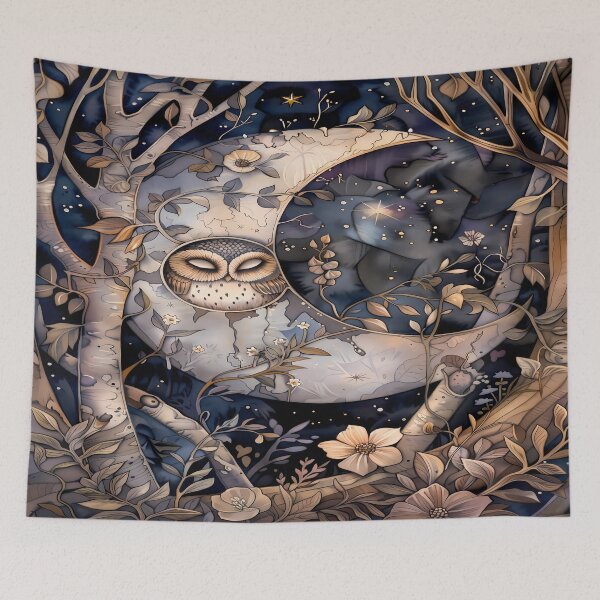 Item preview, Sleeping Owl - Crescent Moon Art designed and sold by PawPrintStyles.