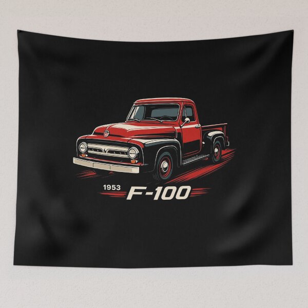Item preview, 1953 Ford F-100 Vintage Pickup in Red and Black Retro Muscle Style designed and sold by TheArtOfCar.