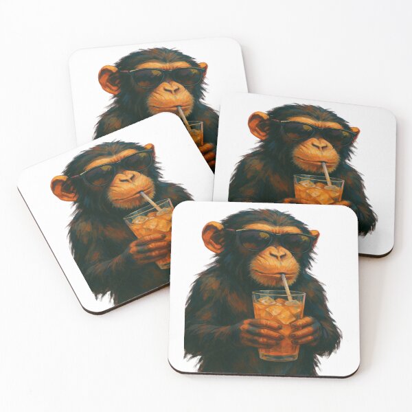 Item preview, Funny Monkey with Drink – Chill Primate Iced Tea Design designed and sold by InfiniteOrbit.