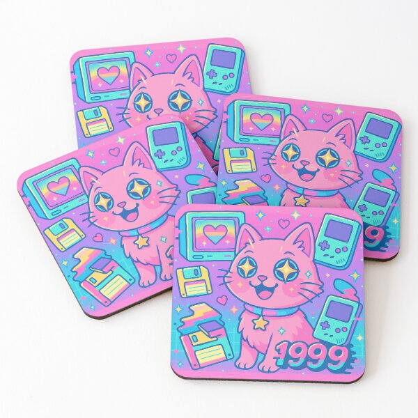 Item preview, Glitch Kitty in Vaporwave Realm – Surreal Retro Cat Art designed and sold by Cuckoo Parrot.