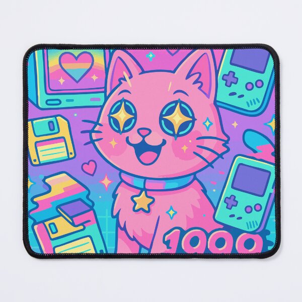 Item preview, Glitch Kitty in Vaporwave Realm – Surreal Retro Cat Art designed and sold by Cuckoo Parrot.