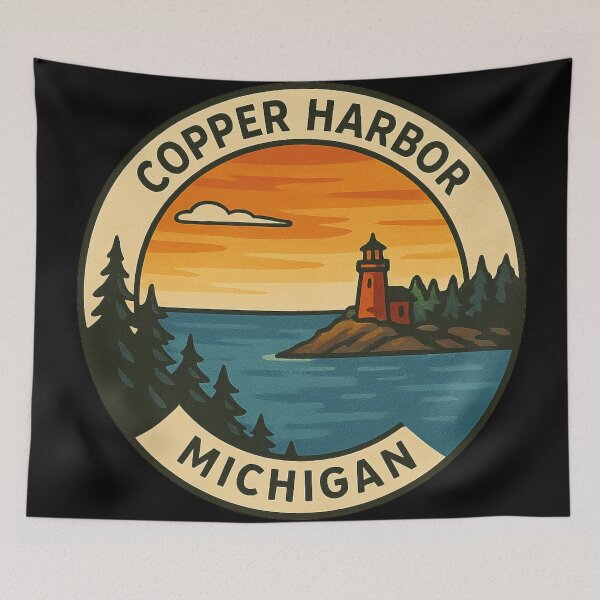 Item preview, Copper Harbor Michigan Vintage Circular Design designed and sold by American Travels.