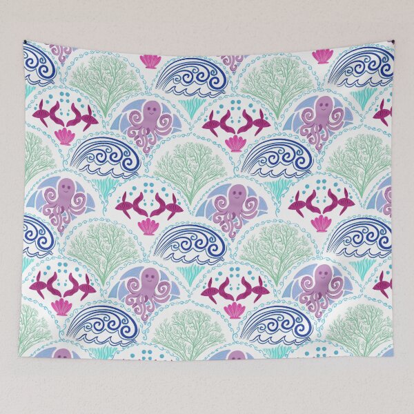 Item preview, Ocean Scenes Scallop Pattern  designed and sold by HydrangeaDelMar.