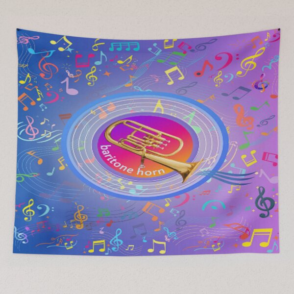 Item preview, Baritone Horn Music Everywhere Original Graphic Artwork designed and sold by BrightrDayMusicArt.