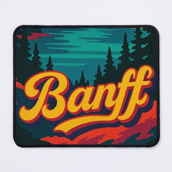 Item preview, Banff Retro Travel Poster | Digital Pop Art of Canadian Rockies | Vintage-Inspired Banff National Park Illustration | Colorful Nature Wall Art | Scenic Mountain Landscape Print designed and sold by PaintedPixels01.