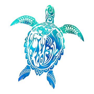 Artwork thumbnail, Tribal Honu (Hawaiian Ocean Color) by TurkeysDesign