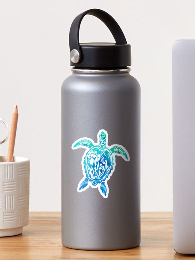 Thumbnail 1 of 3, Sticker, Tribal Honu (Hawaiian Ocean Color) designed and sold by TurkeysDesign.