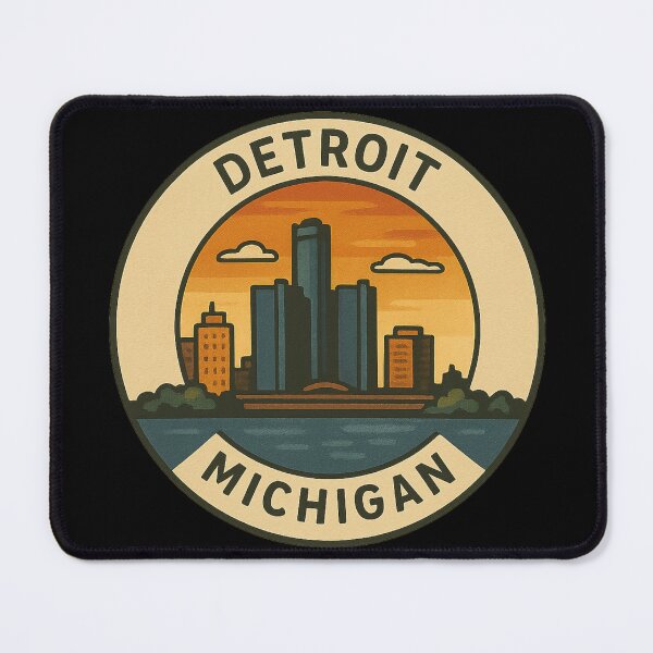 Item preview, Detroit Michigan Skyline Circular Vintage Design designed and sold by American Travels.