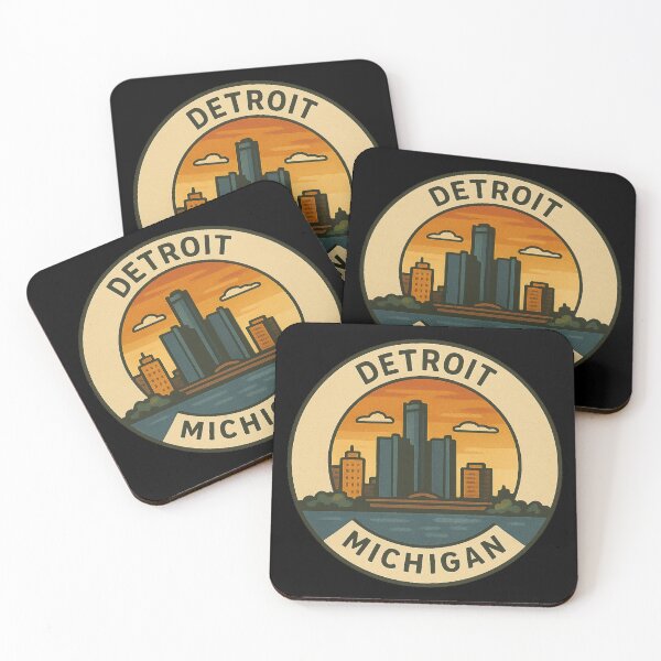 Item preview, Detroit Michigan Skyline Circular Vintage Design designed and sold by American Travels.