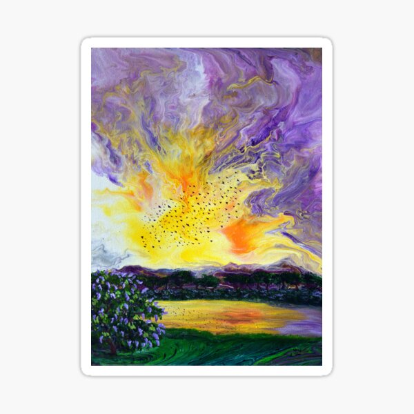 Item preview, Sunrise Starlings and Lilacs designed and sold by BreezyZen.