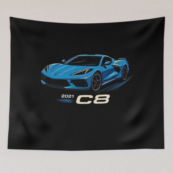 Item preview, 2021 Rapid Blue Corvette C8 Stingray with Sleek Aerodynamic Profile designed and sold by TheArtOfCar.